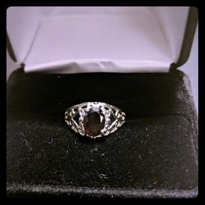 Genuine Garnet and Sterling silver ring